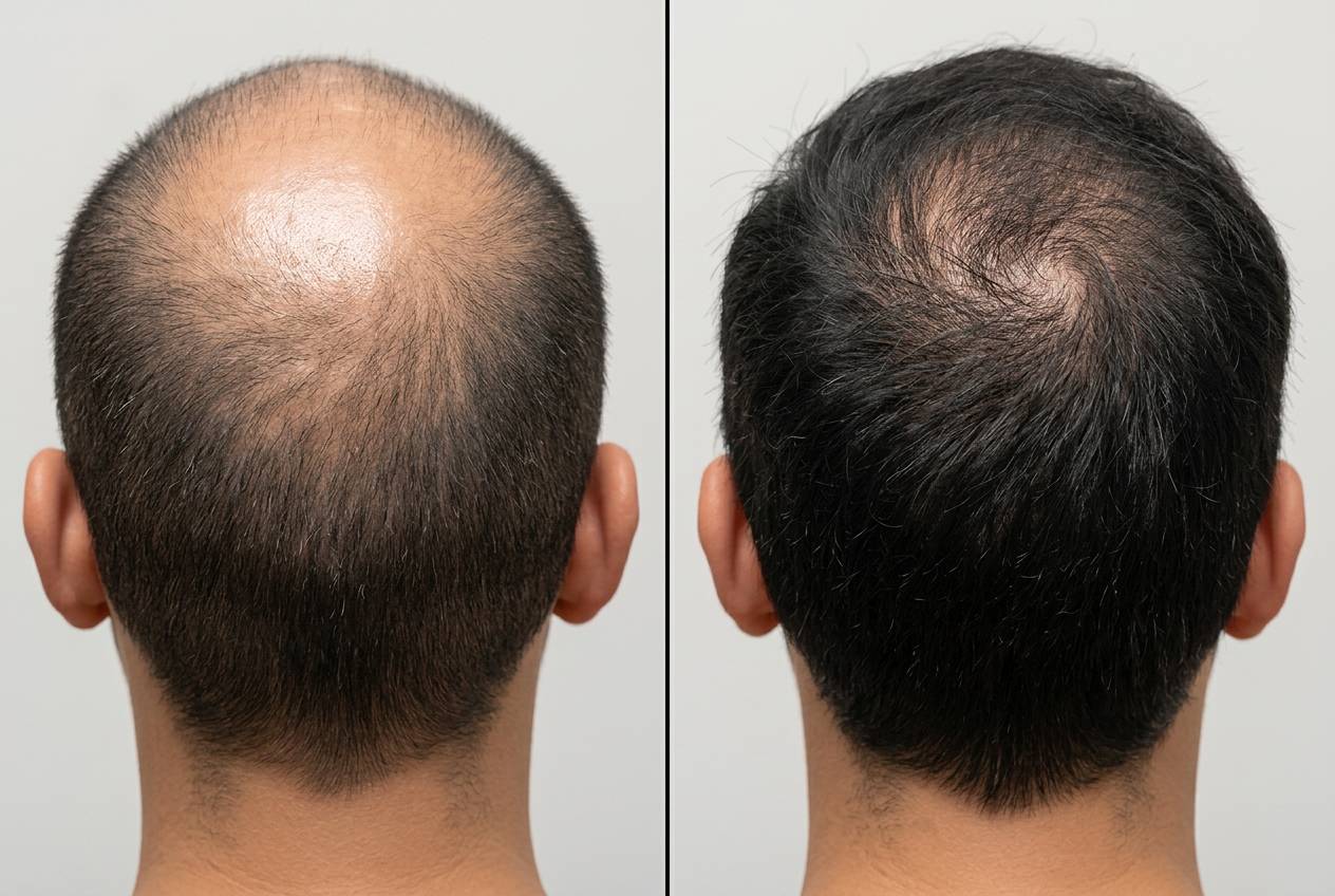 Before and after using Root Revival